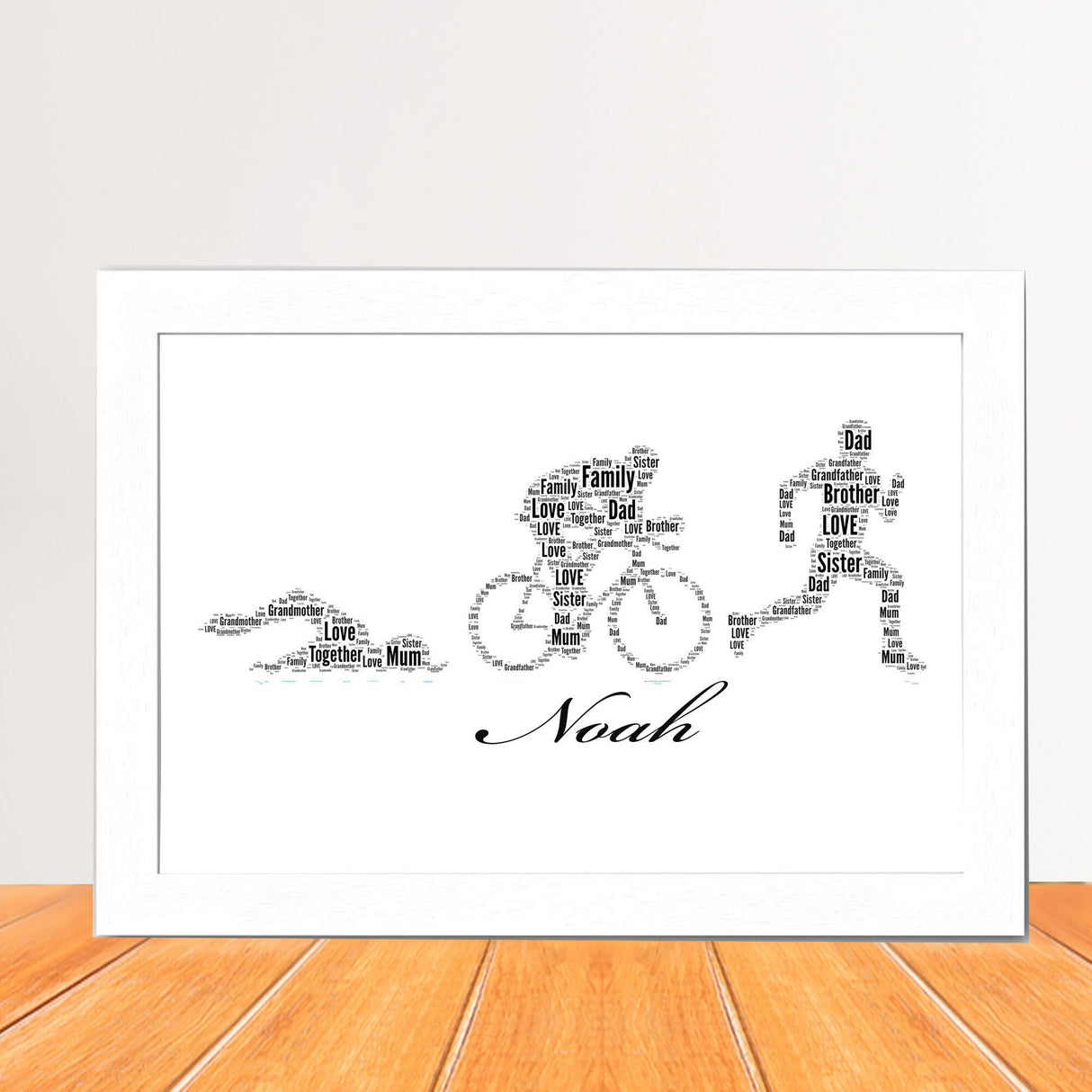 Personalized Triathlon Figure Word Art Print, Custom name Triathlon Word cloud print, Birthday gift, Christmas gifts