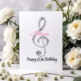 Personalized Happy Birthday Number card, Custom Music Note Birthday Card with Treble Clef and Number Word Art
