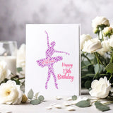 Personalized Happy Birthday Number Card, Female Ballet Dancing Figure Word Cloud Birthday gift A5 card, Word Art Personalised Card Print