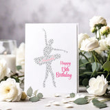 Personalized Happy Birthday Number Card, Female Ballet Dancing Figure Word Cloud Birthday gift A5 card, Word Art Personalised Card Print