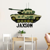Army Tank Wall Stickers Personalised Name Kids Bedroom Baby Nursery Playroom Home Decor