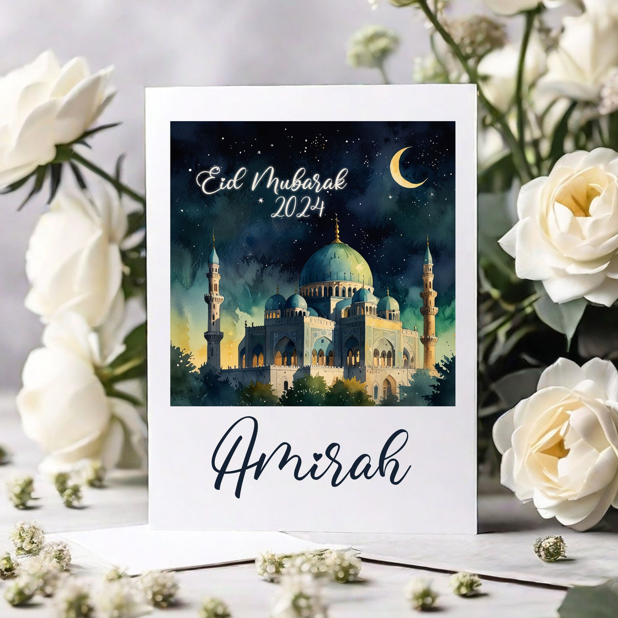 Personalised Eid Mubarak Greeting cards for friends and family, Eid gifts for parent