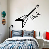 Personalised Guitar Wall stickers, Personalised Guitar Wall stickers, Custom Boy name Guitar decals, music studio, Office Decor