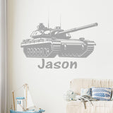 Army Tank Wall Stickers Personalised Name, Custom Name Tank Vinyl Wall Decals, Kids Bedroom Baby Nursery Playroom Home Decor