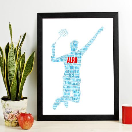 Badminton Figure Custom Name Word Art Frame Gift