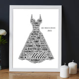 Custom  Prom Dresses word art print with Frame