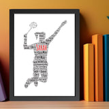 Personalised Female Badminton Player Word Art Print gift
