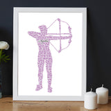 Personalised Name Word Art Female Archery Action Figure Frame