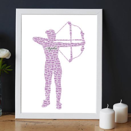 Personalised Name Word Art Female Archery Action Figure Frame