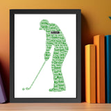 Personalised Golfer Word Art Frame Print Gift
