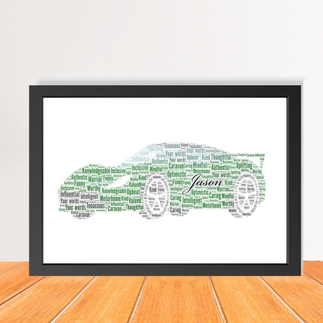 Personalised Sports Car Word Art Print with Frame