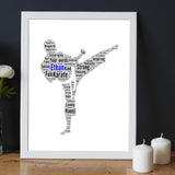 Personalised Male Martial Arts Figure Word art frame