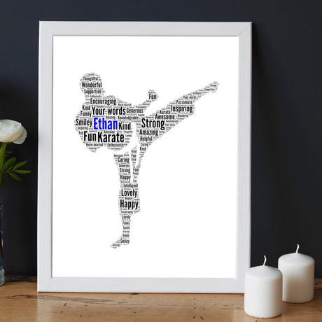Personalised Male Martial Arts Figure Word art frame