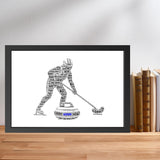 Personalised Curling Word Art Print gift, Custom Curling sports Figure Word Cloud Wall Art, Sports Wall decor frame gifts
