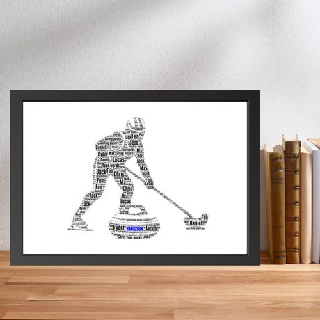 Personalised Curling Word Art Print gift, Custom Curling sports Figure Word Cloud Wall Art, Sports Wall decor frame gifts