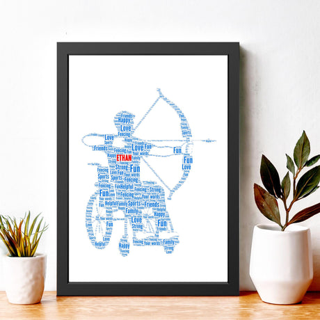 Personalised Paralympics Archery Male Word art Print 
