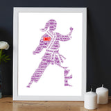 Custom Karate Student word art Print, Judo, Kung Fu, Taekwondo Word cloud Print Birthday Gifts Frame