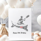 Personalized Kayak Birthday card, Water Canoeing Word Art Print greeting cards, For Family, Friend special day A5 size white Envelope