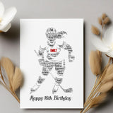 Personalized Happy Birthday Card, Ice Hockey Figure Word art Birthday gift A5 card, custom Word cloud Card Print white envelopes
