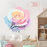 Rose Flower Wall Stickers  Custom Vinyl Decals for Nursery, Bedroom, Living Room and Home Decor, watercolour flower rainbow wall décor