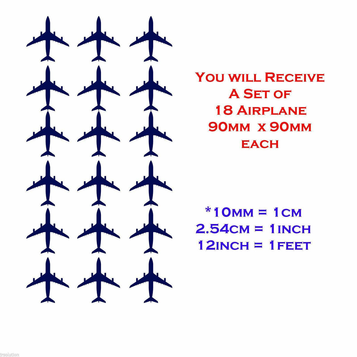 Set of 18 Airplane Wall Stickers 