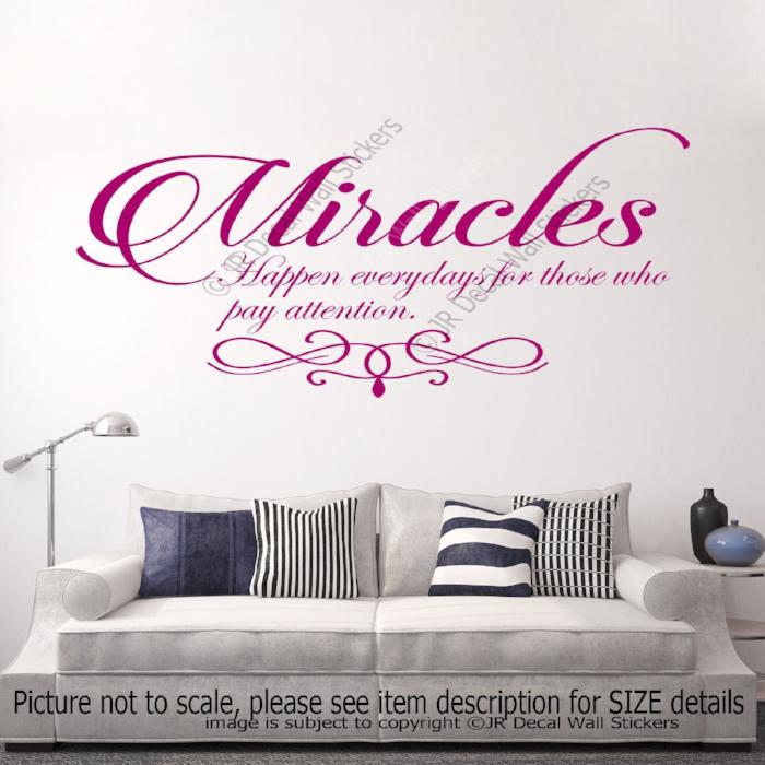 "Miracles happen every day"- Inspirational quotes stickers for walls