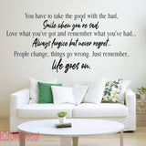Life goes on- inspiring quotes vinyl wall stickers