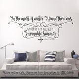 "I found Invincible Summer"- Albert Camus Inspirational quotes wall stickers