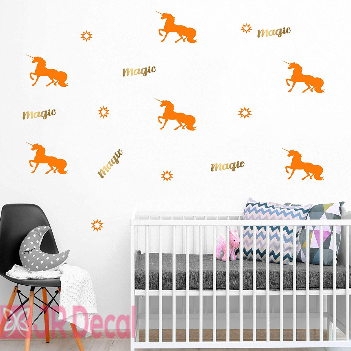 Set of Magic Unicorn Wall Art for Girls Bedroom 