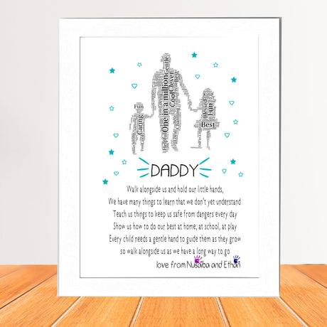 PERSONALISED Daddy and Son Daughter POEM Gifts for Fathers Day, Birthday