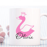 Swan printed Girls Name Personalized coffee mug