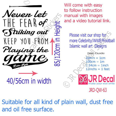 Playing the Game - Motivational quote wall stickers