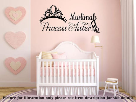 Muslimah Princess Personalised name sticker 