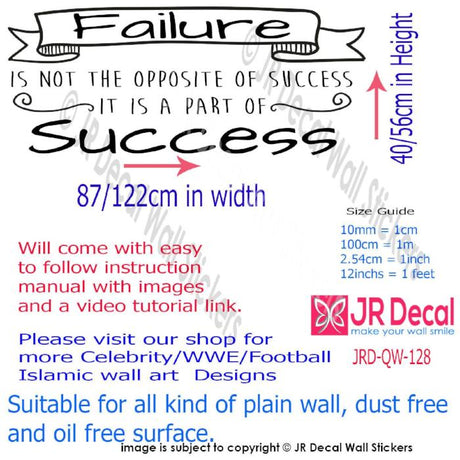 "Failure is part of success"-inspirational quote wall art Wall vinyl sticker