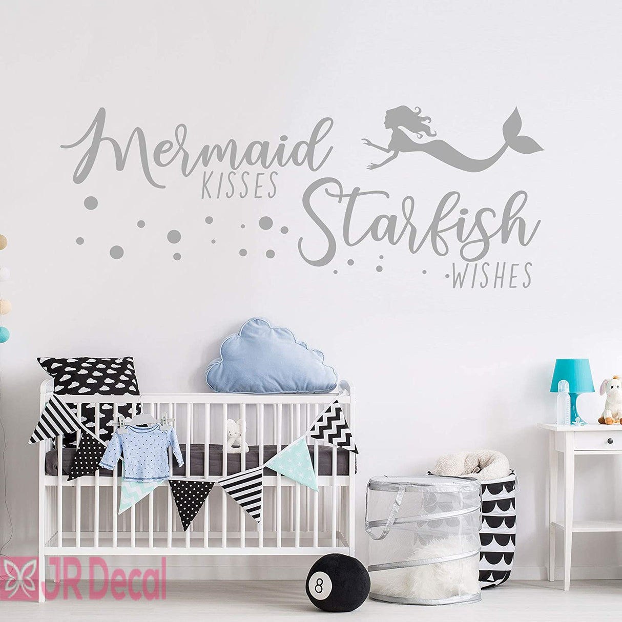 Mermaid kisses Starfish wishes- Quote wall stickers gray