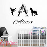 Personalized Unicorn name Fairy wall stickers nursery decor