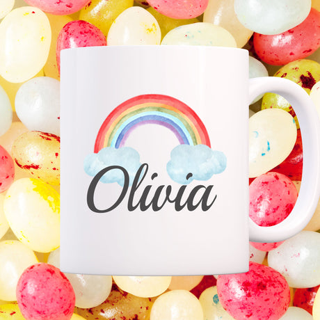 Rainbow mug for kids personalised
