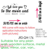 We love you to the moon and back wall stickers