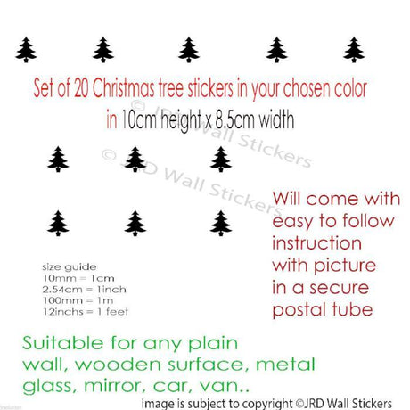 Set of 20 Xmas Tree Removable Wall Decal