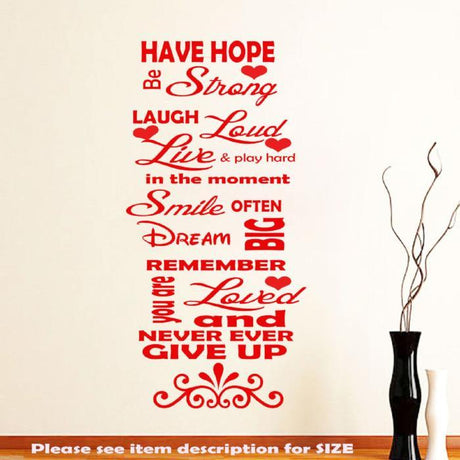Family Love Have Hope Inspirational Wall Quotes