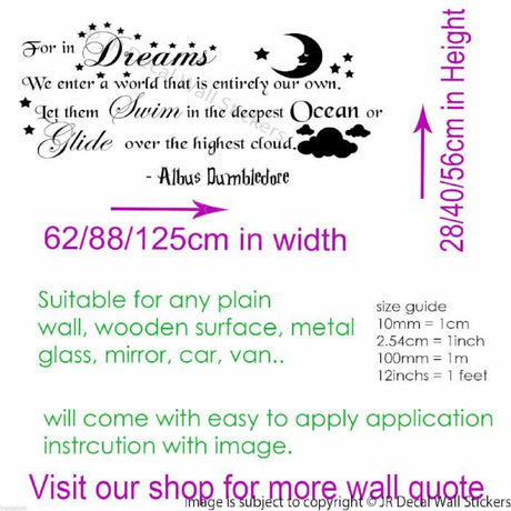 "In Dreams We Enter a World that is Entirely our Own"- Inspirational wall decal