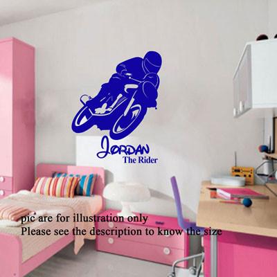 Motorbike wall art Personalised name sticker