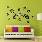 Daisy Flower Wall Sticker with Personalised name sticker