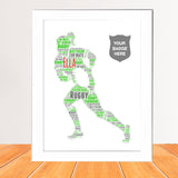Female Rugby Player word art Framed wall art