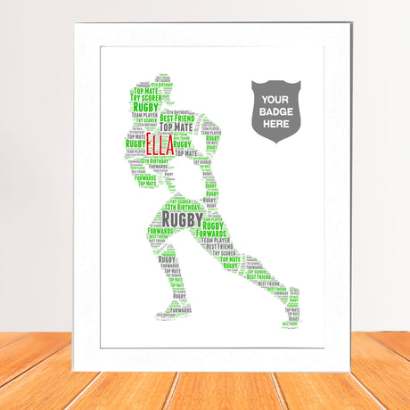 Female Rugby Player word art Framed wall art