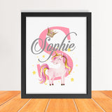 Unicorn Print Girl's Baby Name Frame