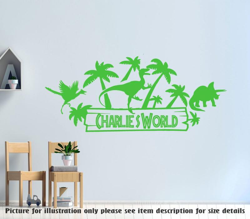 Jurassic world wall stickers with Personalised name