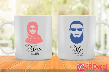 "Mr. and Mrs." & Year Printed Couple personalized mug 