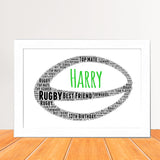 Rugby ball word art Framed wall art